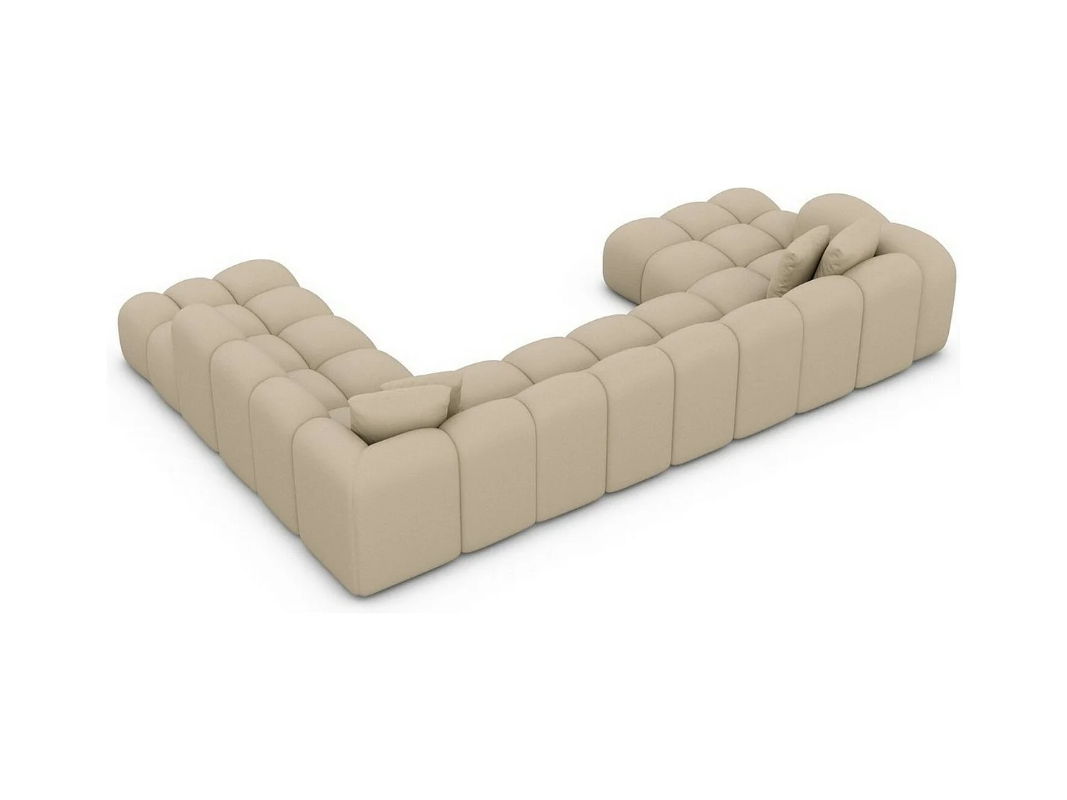 Leder Wohnlandschaft Formentera XXL Kunstleder Beige Rechts