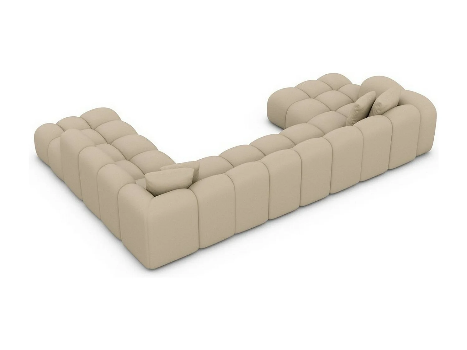 Leder Wohnlandschaft Formentera XXL Kunstleder Beige Rechts