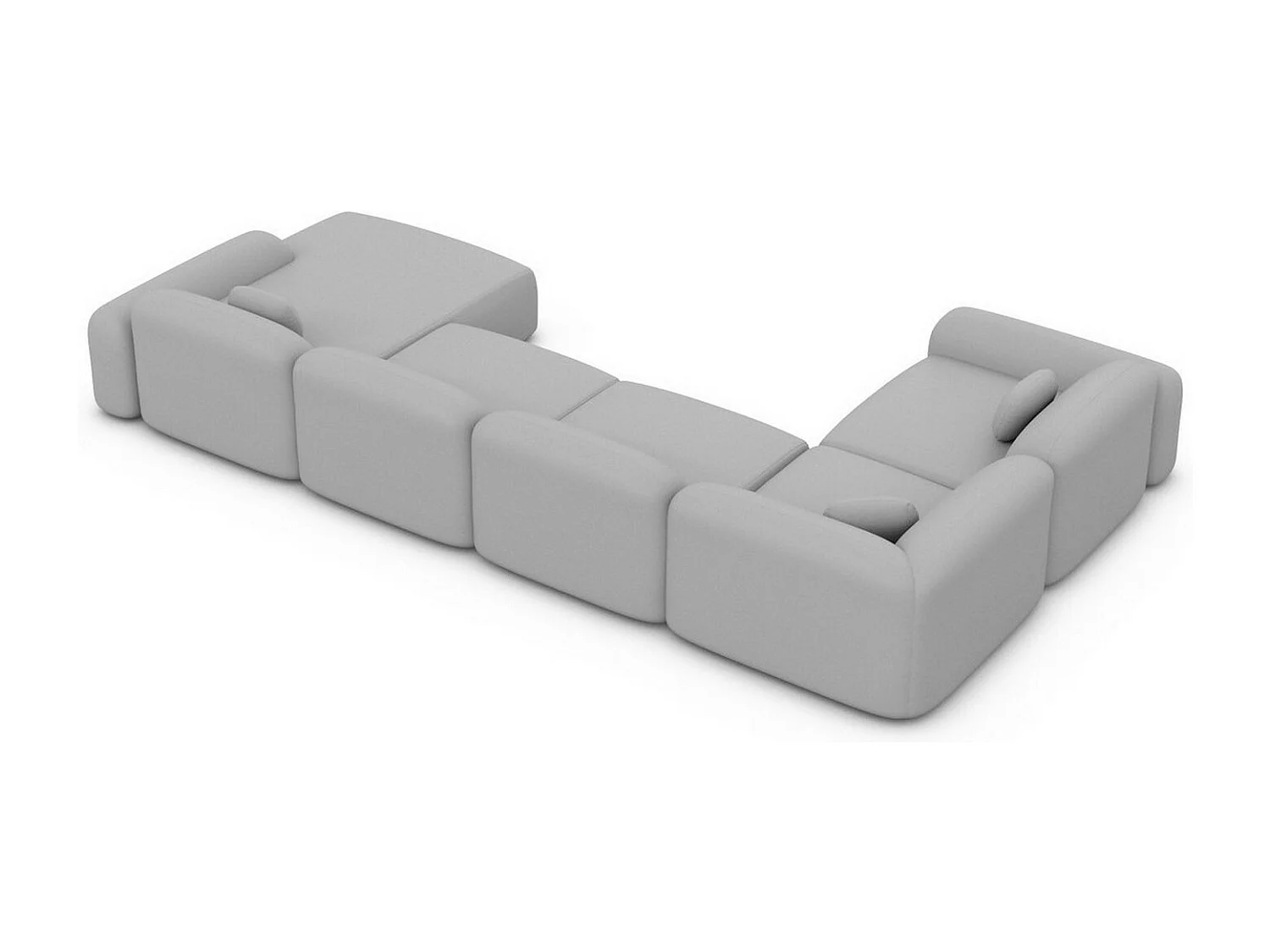 Wohnlandschaft Barcelona mit Zierkissen Kunstleder Hellgrau Rechts