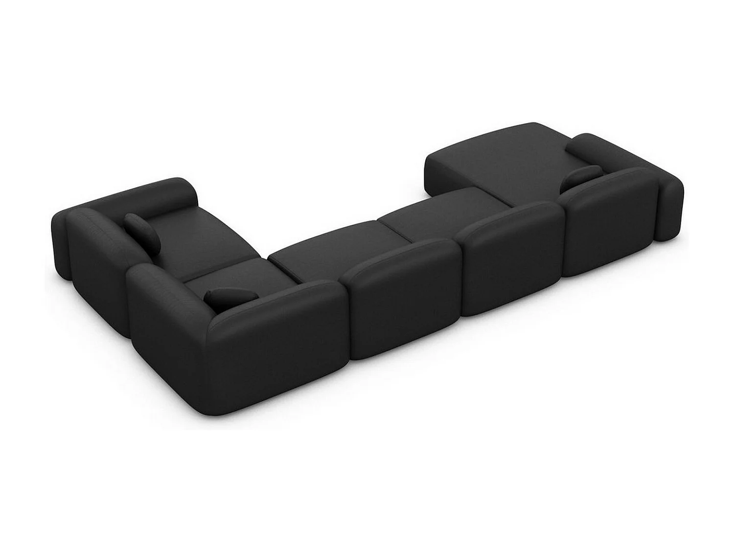 Wohnlandschaft Barcelona mit Zierkissen Kunstleder Schwarz Links