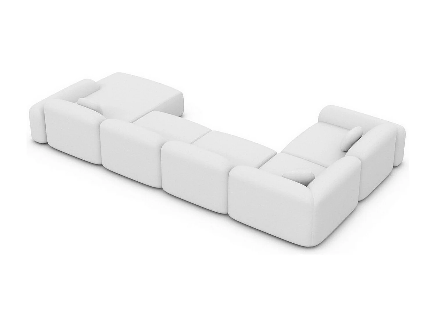 Wohnlandschaft Barcelona mit Zierkissen Kunstleder Weiß Rechts