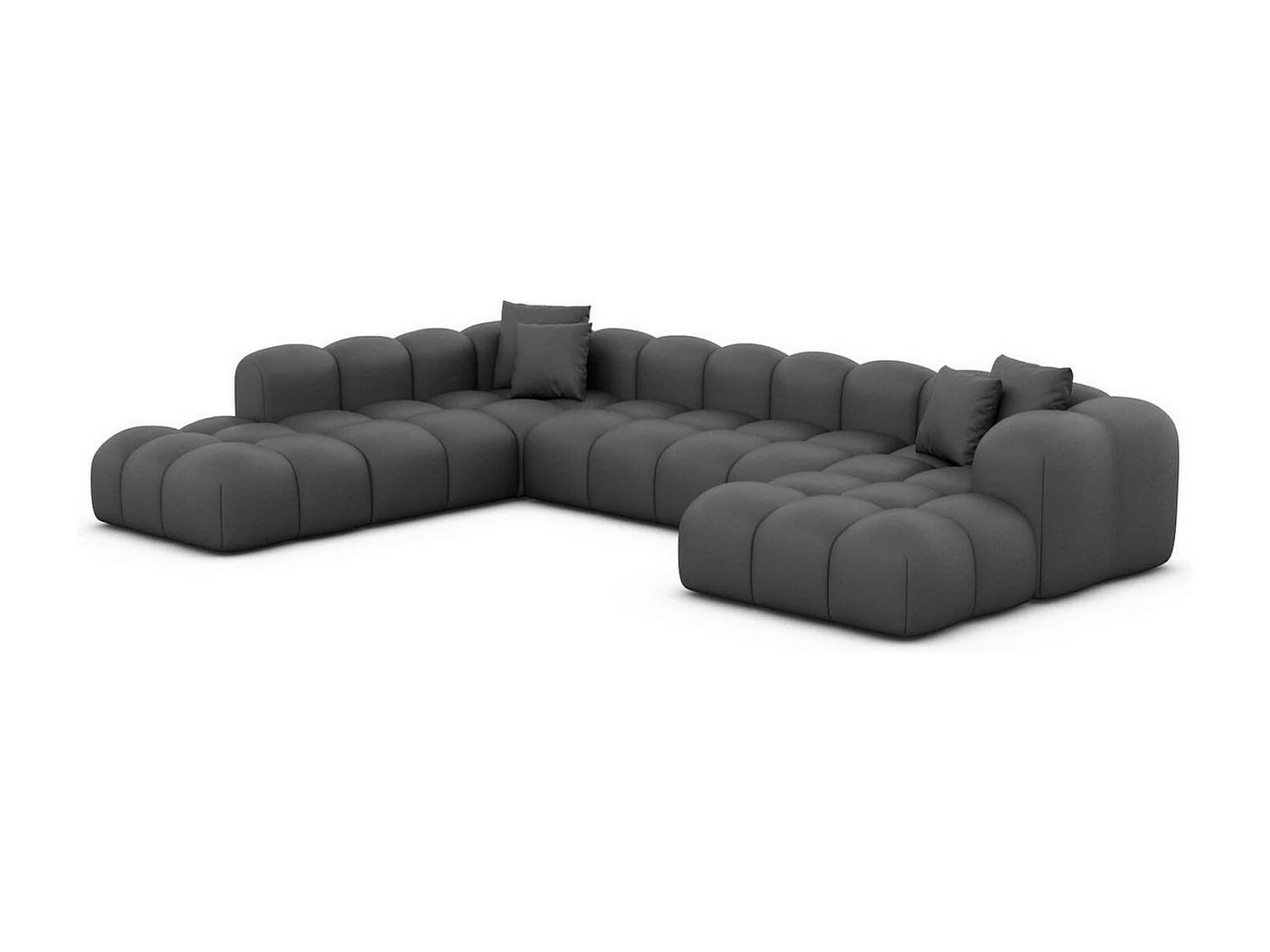 Leder Wohnlandschaft Formentera XXL Kunstleder Dunkelgrau Links