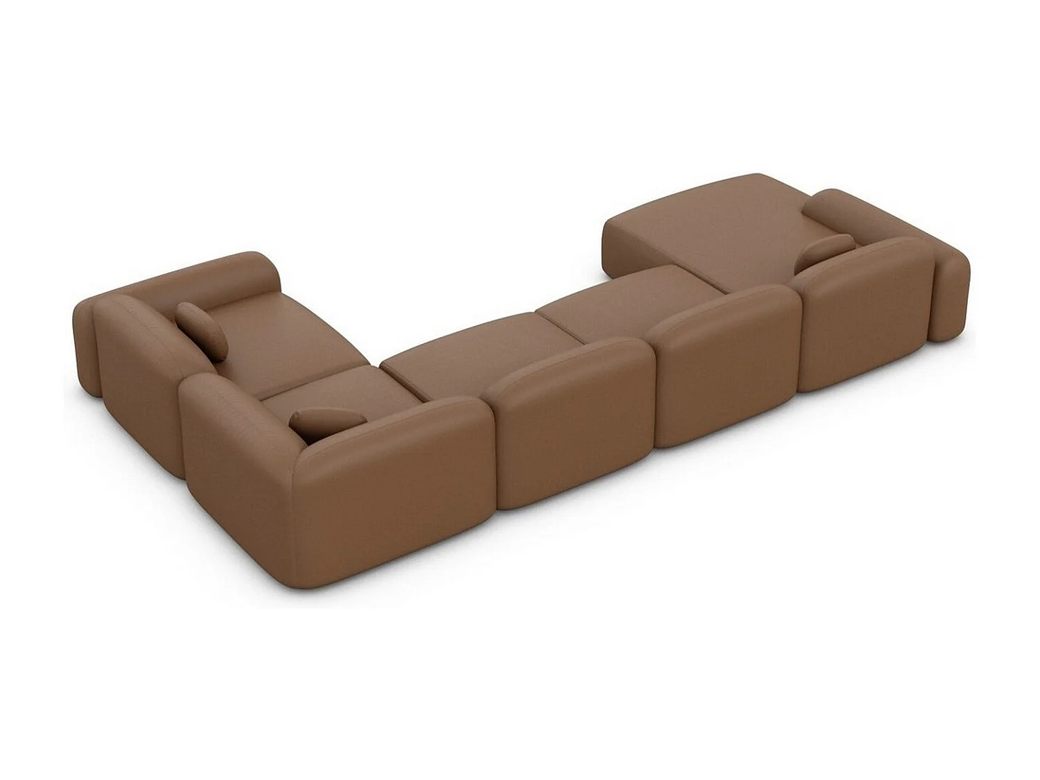 Wohnlandschaft Barcelona mit Zierkissen Kunstleder Braun Links