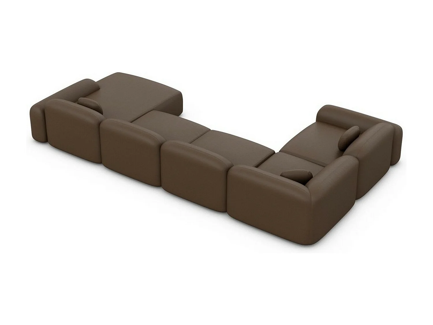 Wohnlandschaft Barcelona mit Zierkissen Kunstleder Dunkelbraun Rechts