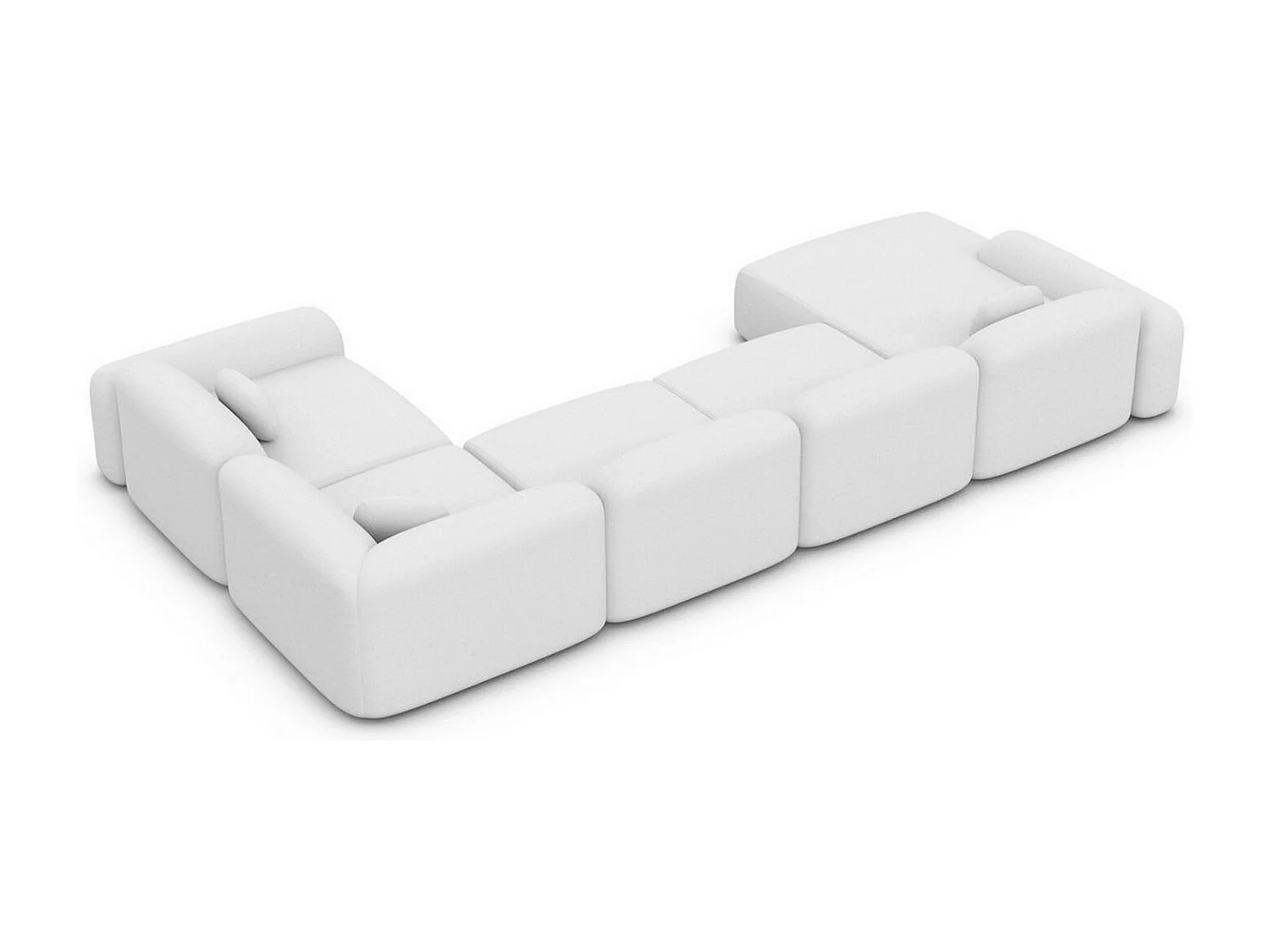 Wohnlandschaft Barcelona mit Zierkissen Kunstleder Weiß Links