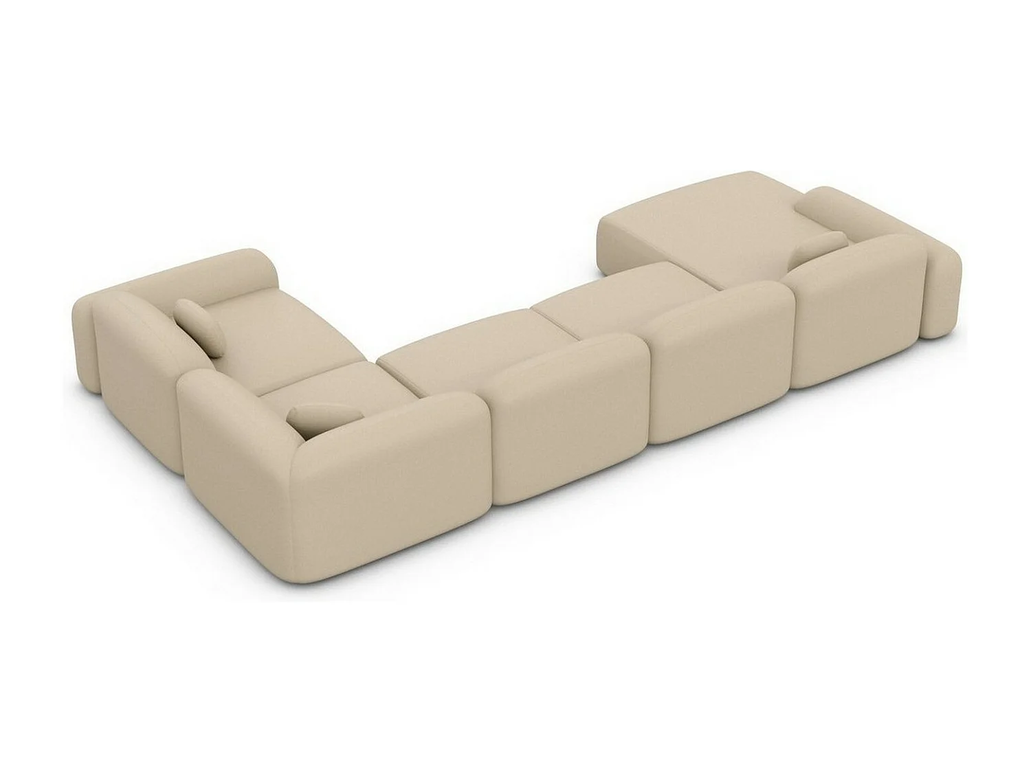 Wohnlandschaft Barcelona mit Zierkissen Kunstleder Beige Links