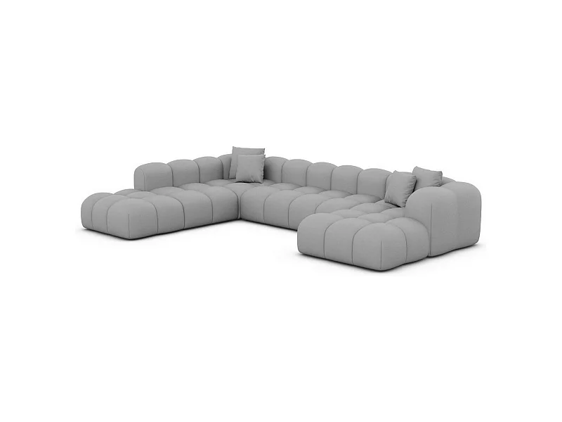 Leder Wohnlandschaft Formentera XXL Kunstleder Hellgrau Links