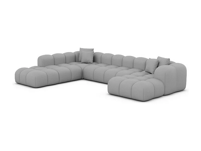 Leder Wohnlandschaft Formentera XXL Kunstleder Hellgrau Links