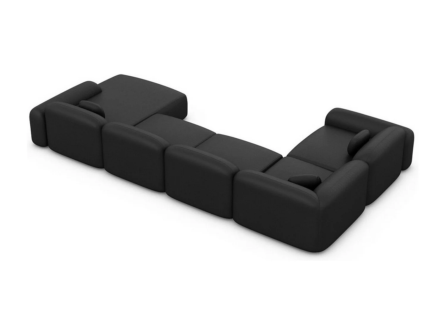 Wohnlandschaft Barcelona mit Zierkissen Kunstleder Schwarz Rechts