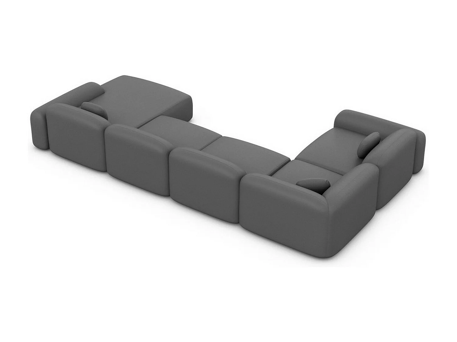 Wohnlandschaft Barcelona mit Zierkissen Kunstleder Dunkelgrau Rechts