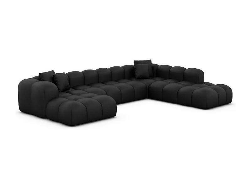 Leder Wohnlandschaft Formentera XXL Kunstleder Schwarz Rechts