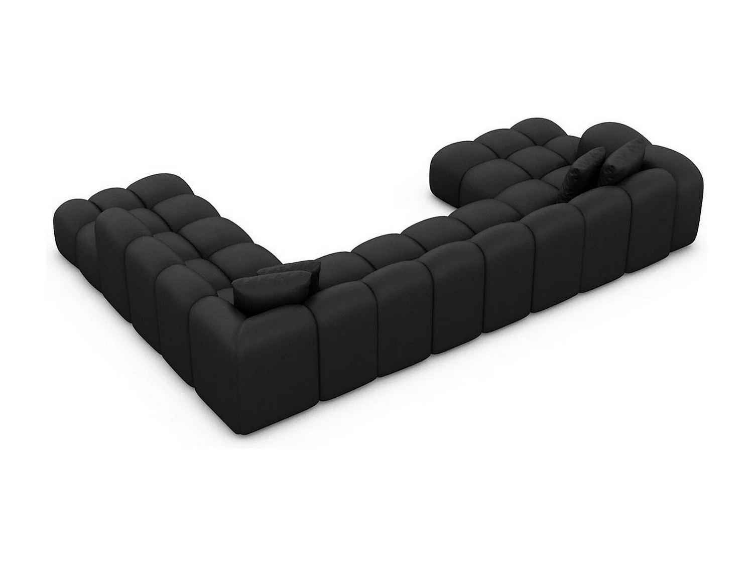 Leder Wohnlandschaft Formentera XXL Kunstleder Schwarz Rechts