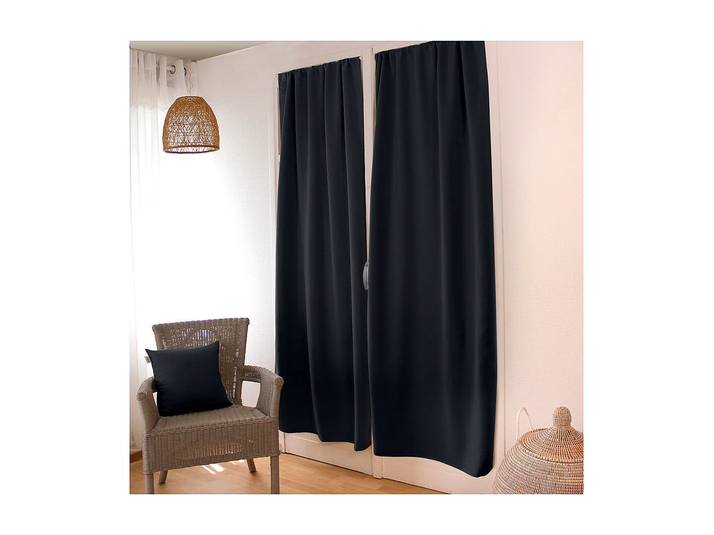 Rideau de Porte Occultant "Reglisse" 90x210cm Noir