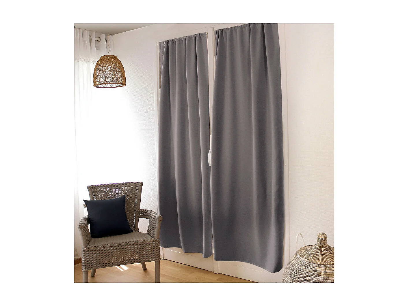 Rideau de Porte Occultant "Reglisse" 90x210cm Gris Foncé