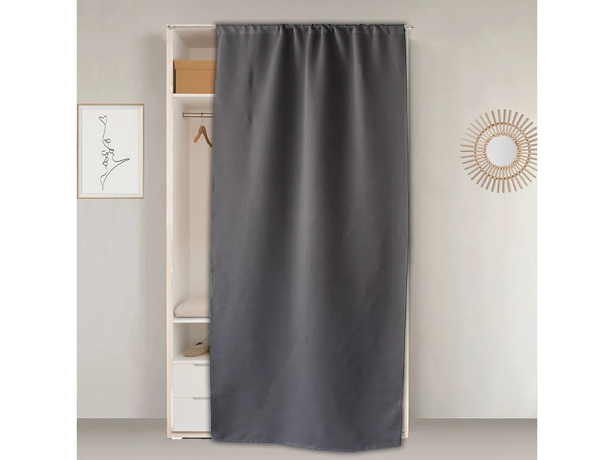 Rideau de Porte Occultant "Reglisse" 90x210cm Gris Foncé