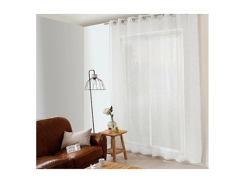 Rideau Voilage XXL Effet Lin "Maya" 300x240cm Blanc