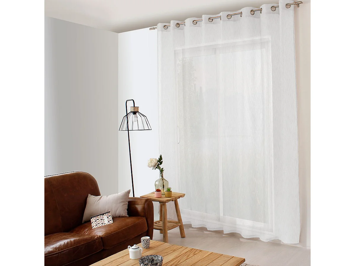 Rideau Voilage XXL Effet Lin "Maya" 300x240cm Blanc