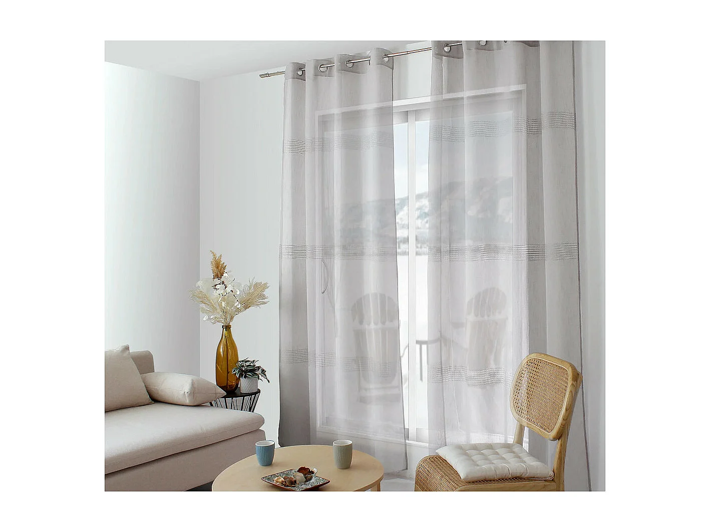 Rideau Voilage à Œillets "Mia" 140x240cm Gris