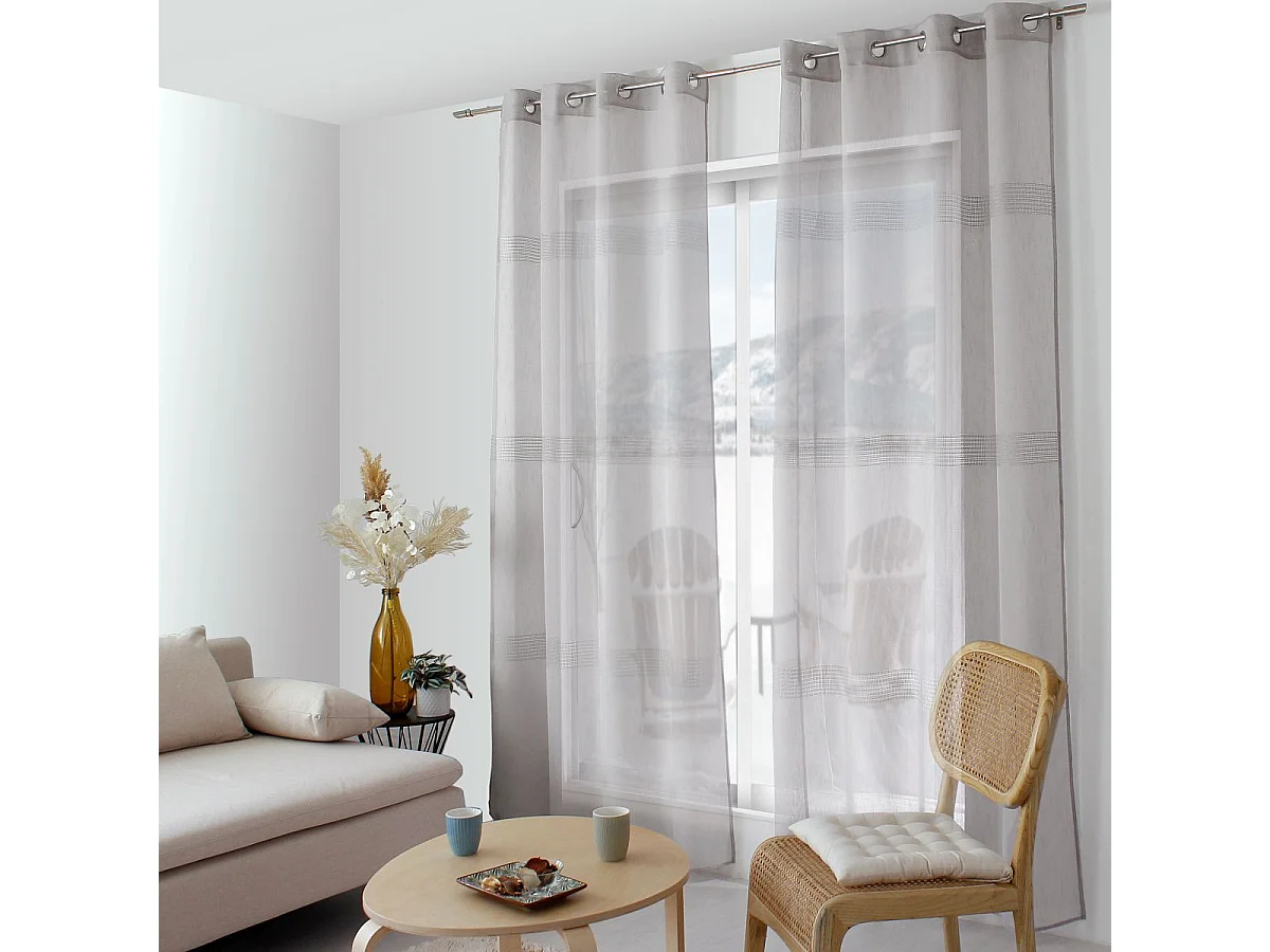 Rideau Voilage à Œillets "Mia" 140x240cm Gris