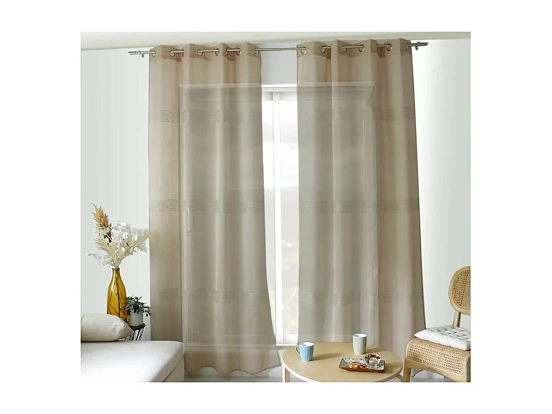 Visillo bohemio con bandas caladas