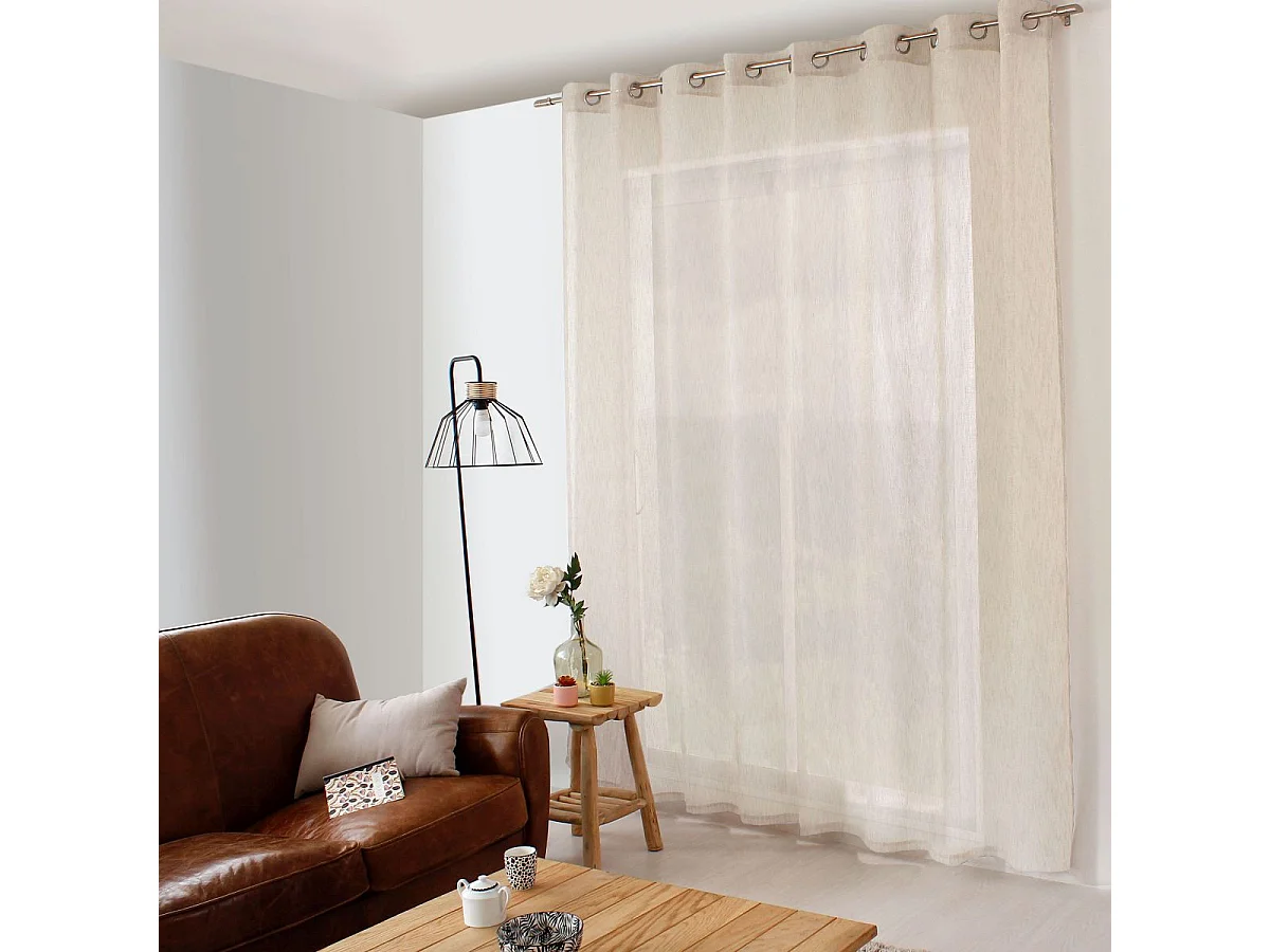 Rideau Voilage XXL Effet Lin "Maya" 300x240cm Écru
