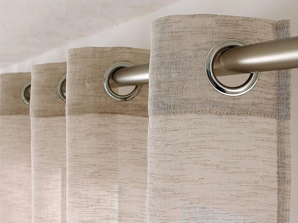 Rideau Voilage XXL Effet Lin "Maya" 300x240cm Naturel