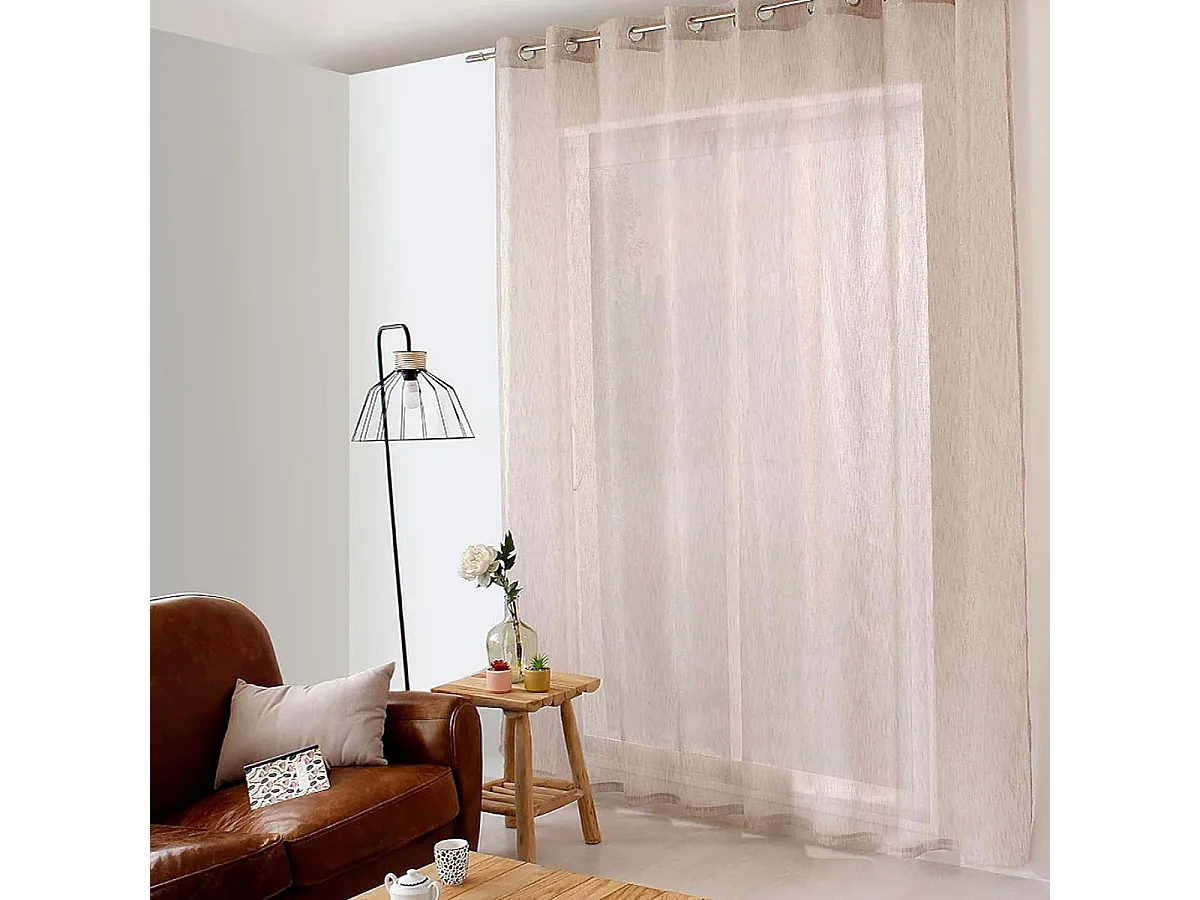 Rideau Voilage XXL Effet Lin "Maya" 300x240cm Naturel