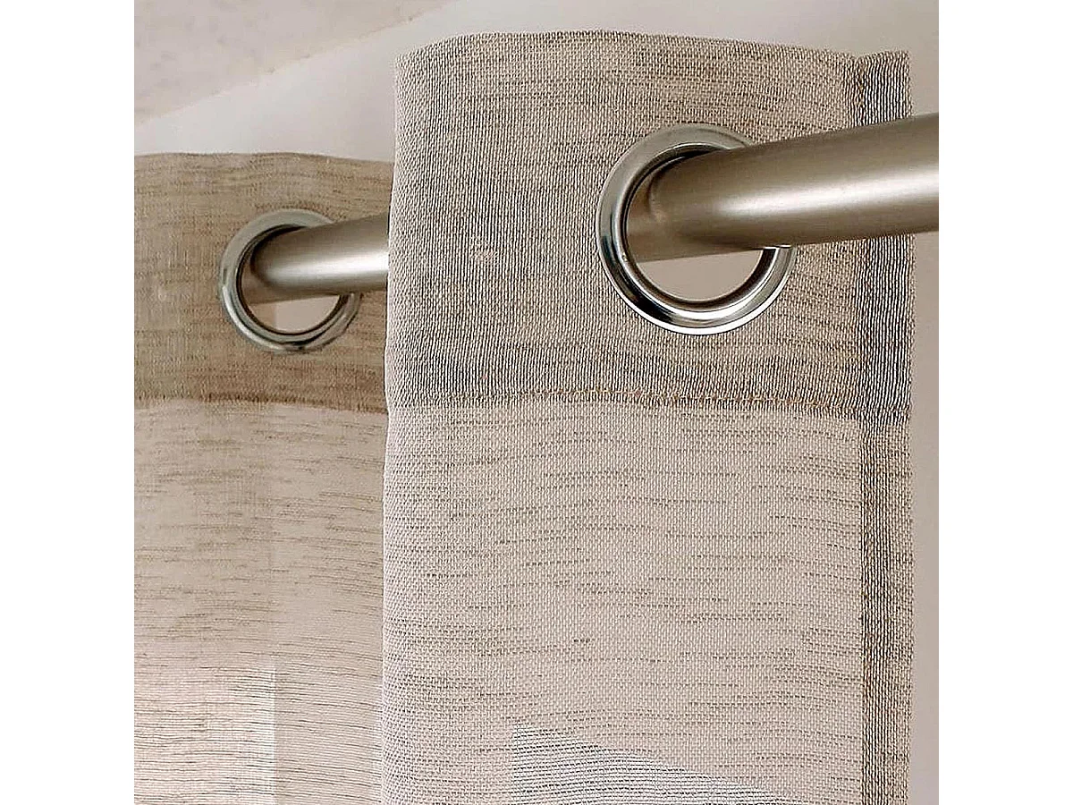 Rideau Voilage XXL Effet Lin "Maya" 300x240cm Naturel