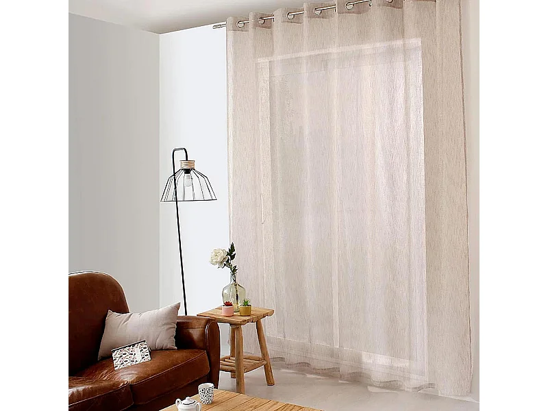 Rideau Voilage XXL Effet Lin "Maya" 300x240cm Naturel