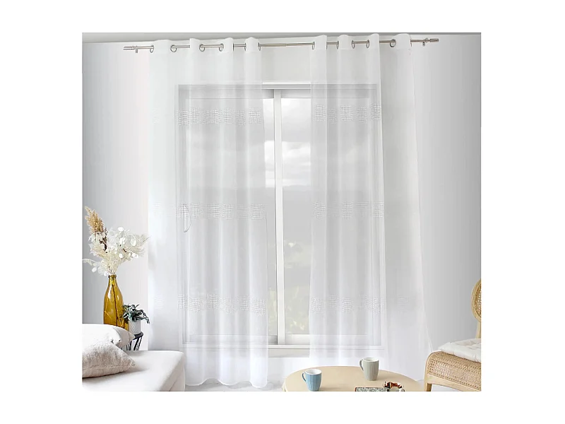 Visillo bohemio con bandas caladas