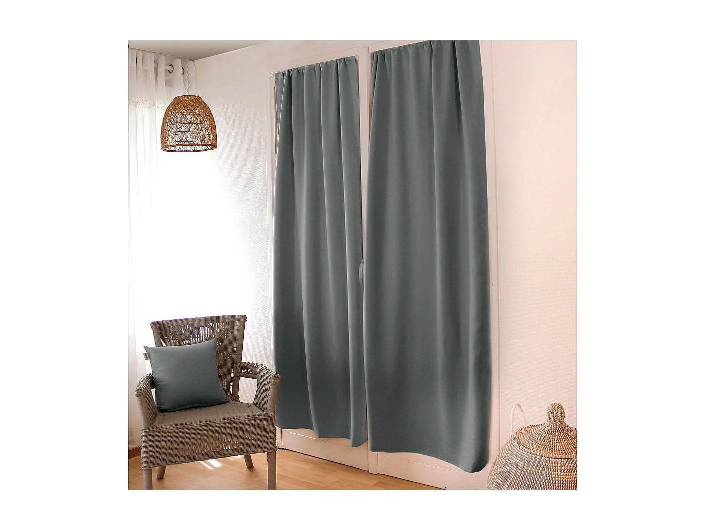 Rideau de Porte Occultant "Reglisse" 90x210cm Gris Clair