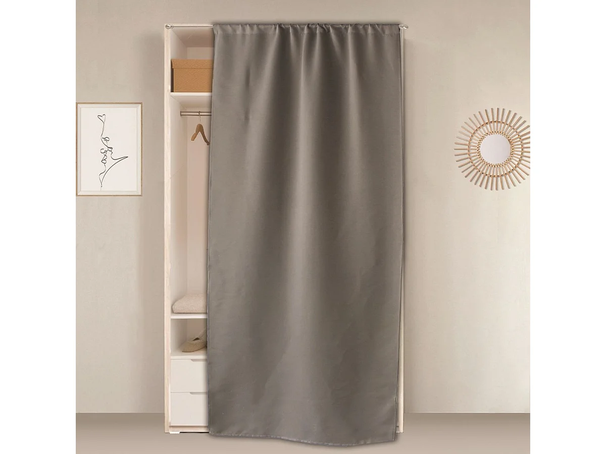 Rideau de Porte Occultant "Reglisse" 90x210cm Gris Clair