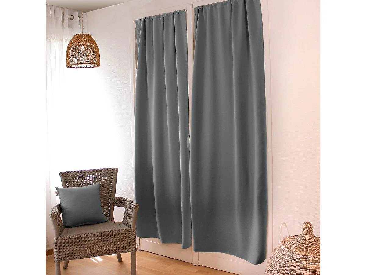 Rideau de Porte Occultant "Reglisse" 90x210cm Gris Clair