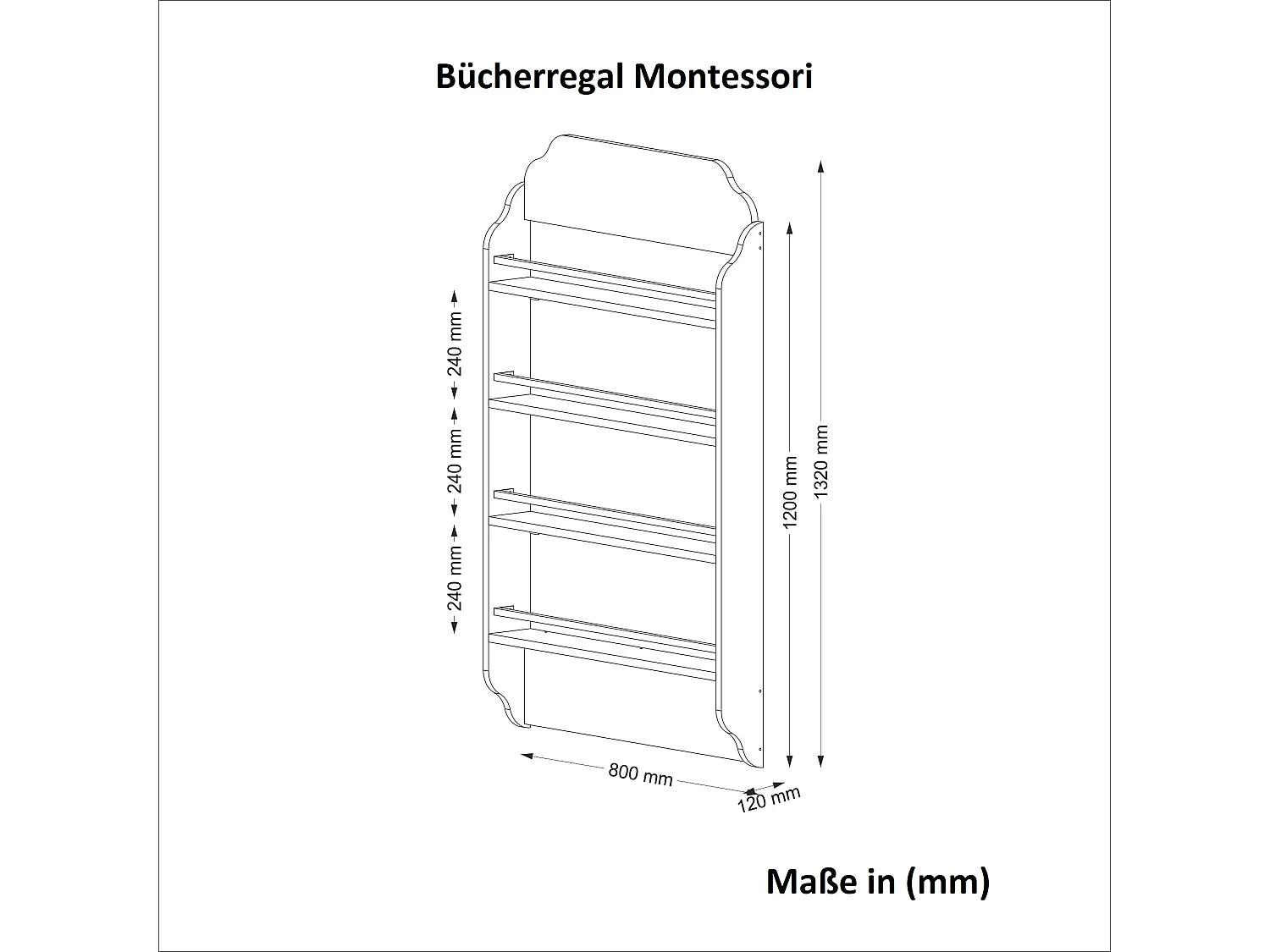 Bücherregal Montessori Weiß