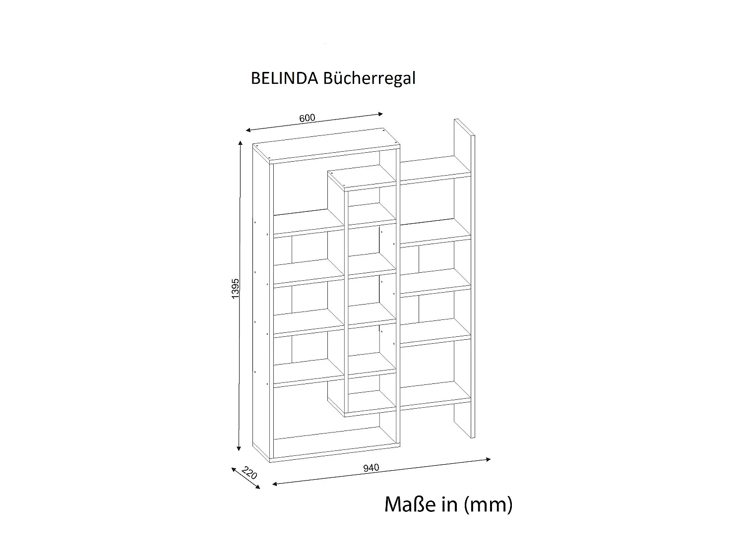 Bücherregal Belinda Weiß Cordoba