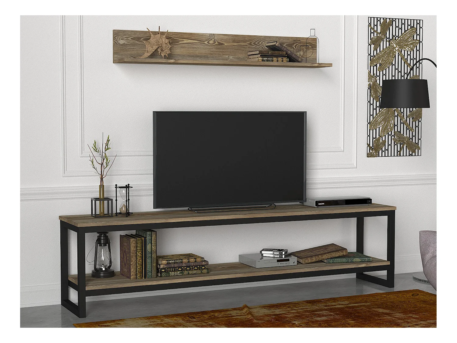 TV Lowboard Wanna mit Metallfüße Eiche