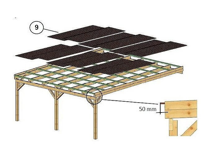 Carport, abri de voiture  5.8x5.06 m - 29 m2 - couverture PVC  - CAR23PVCTR - ALTANKA