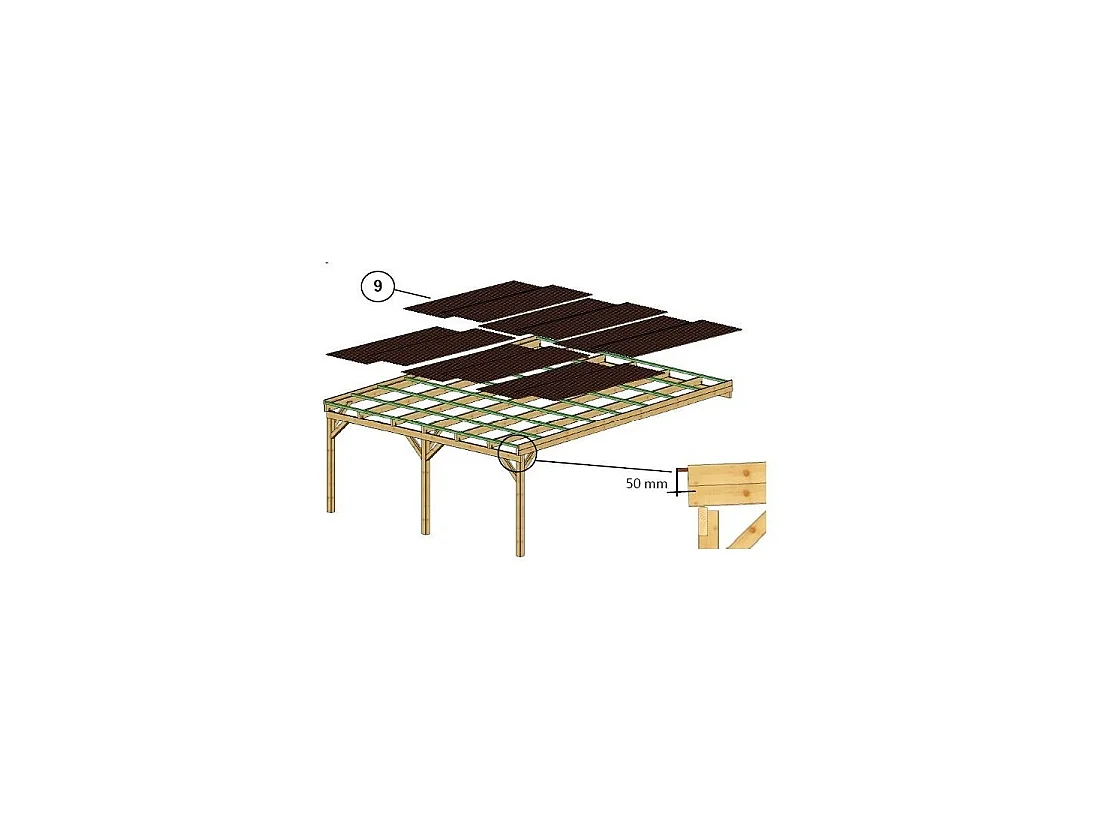 Carport, abri de voiture  5.8x5.06 m - 29 m2 - couverture PVC  - CAR23PVCTR - ALTANKA