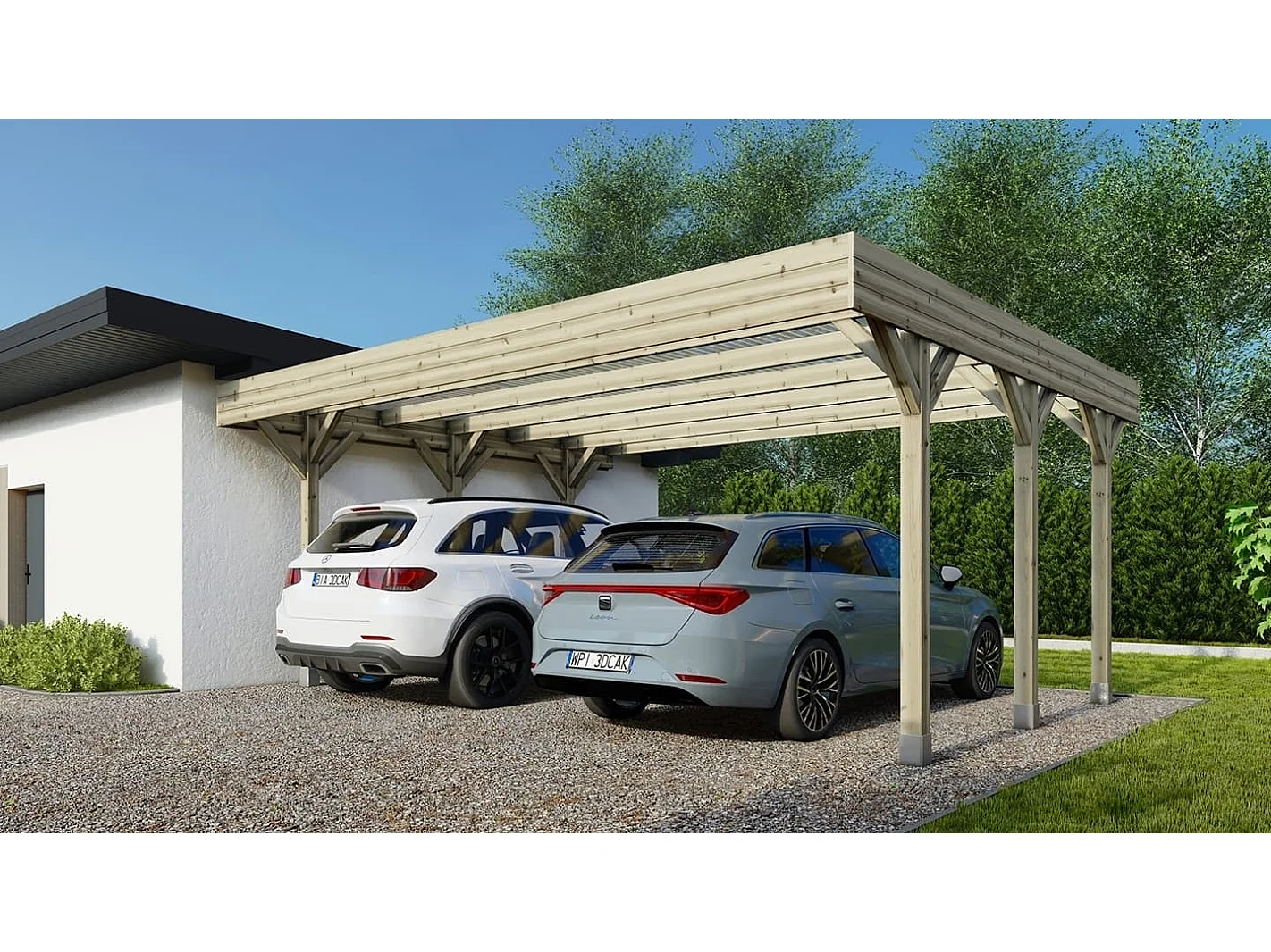 Carport, abri de voiture  6.06x5.03 m - 30 m2 - couverture PVC  - CAR5PVCTR - ALTANKA