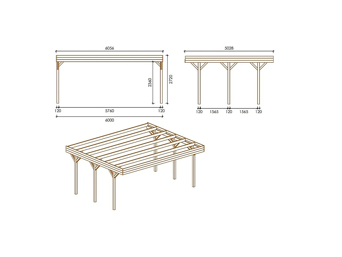 Carport, abri de voiture  6.06x5.03 m - 30 m2 - couverture PVC  - CAR5PVCTR - ALTANKA
