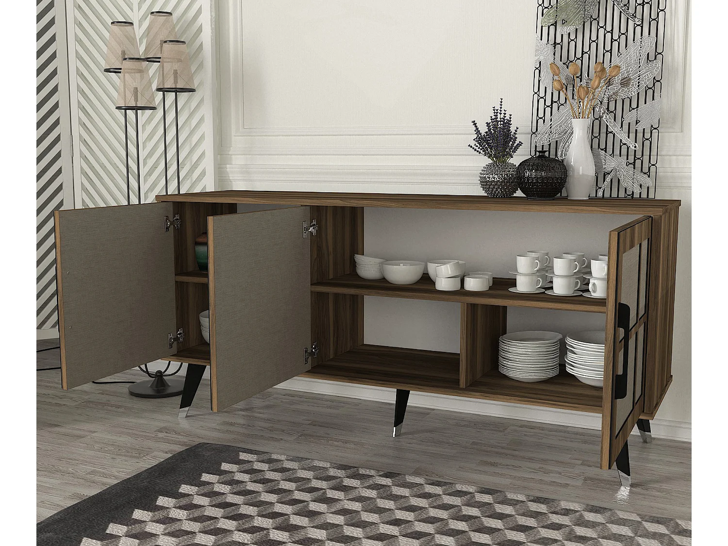 Sideboard Logan Walnuss Grau
