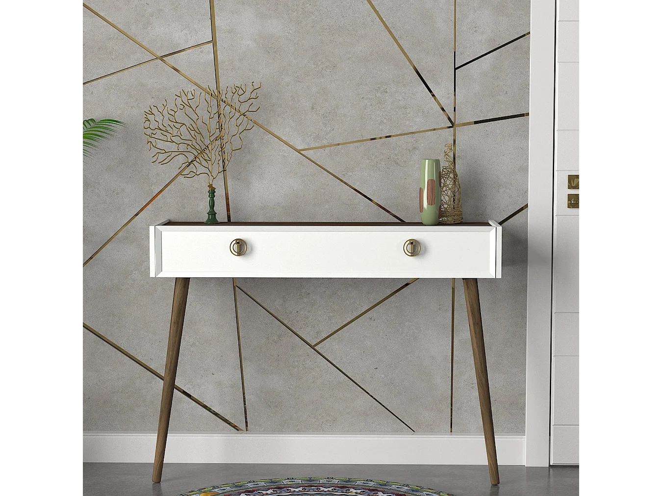 Konsolentisch Nadya Weiß Walnuss