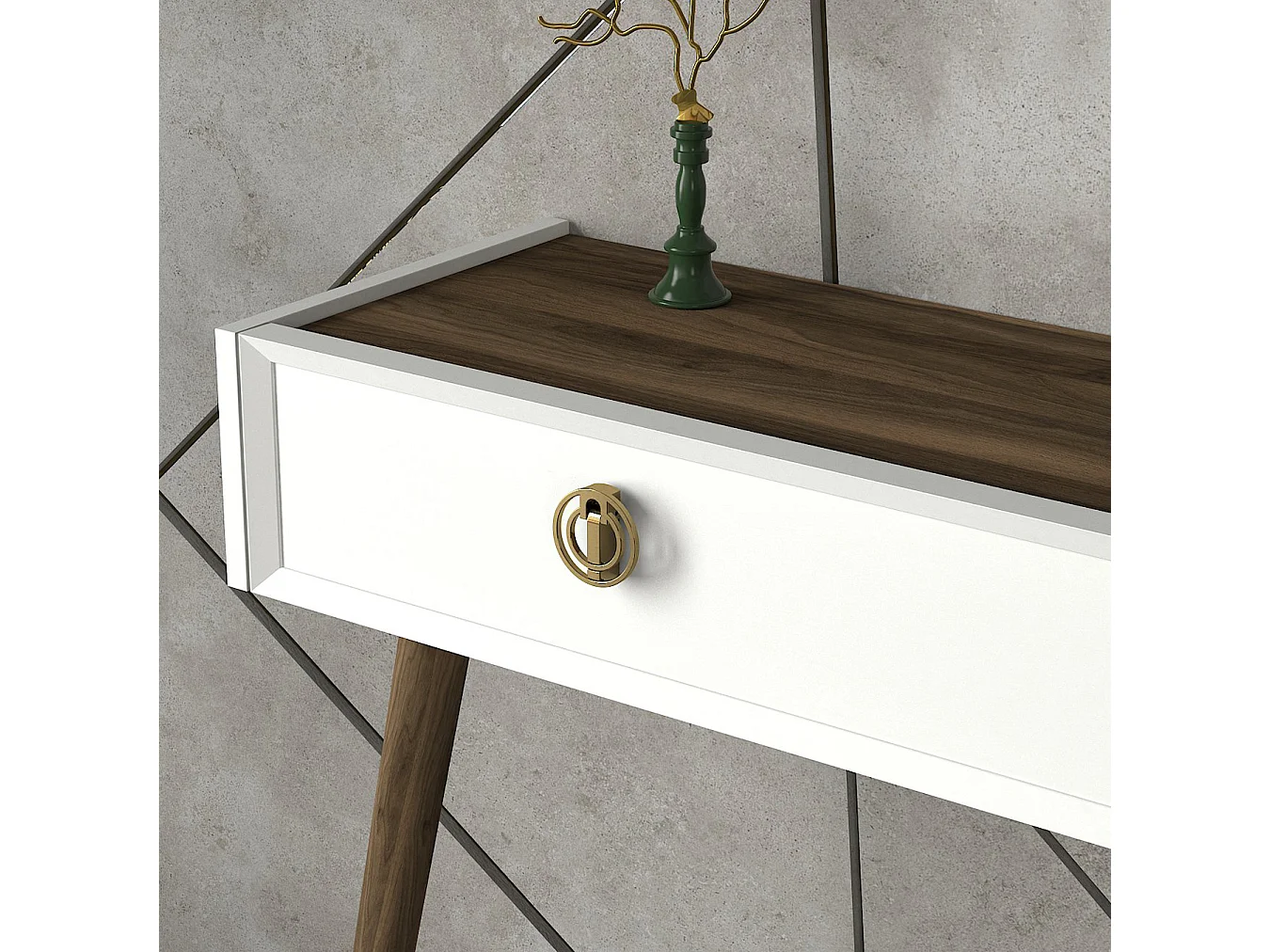 Konsolentisch Nadya Weiß Walnuss