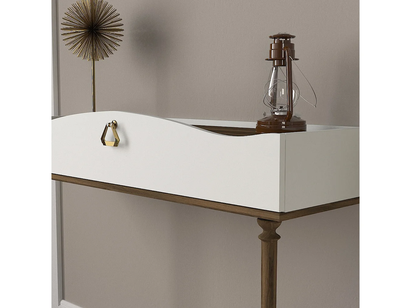 Konsolentisch Melinda Weiß Walnuss