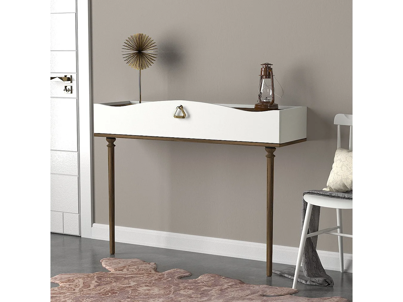 Konsolentisch Melinda Weiß Walnuss