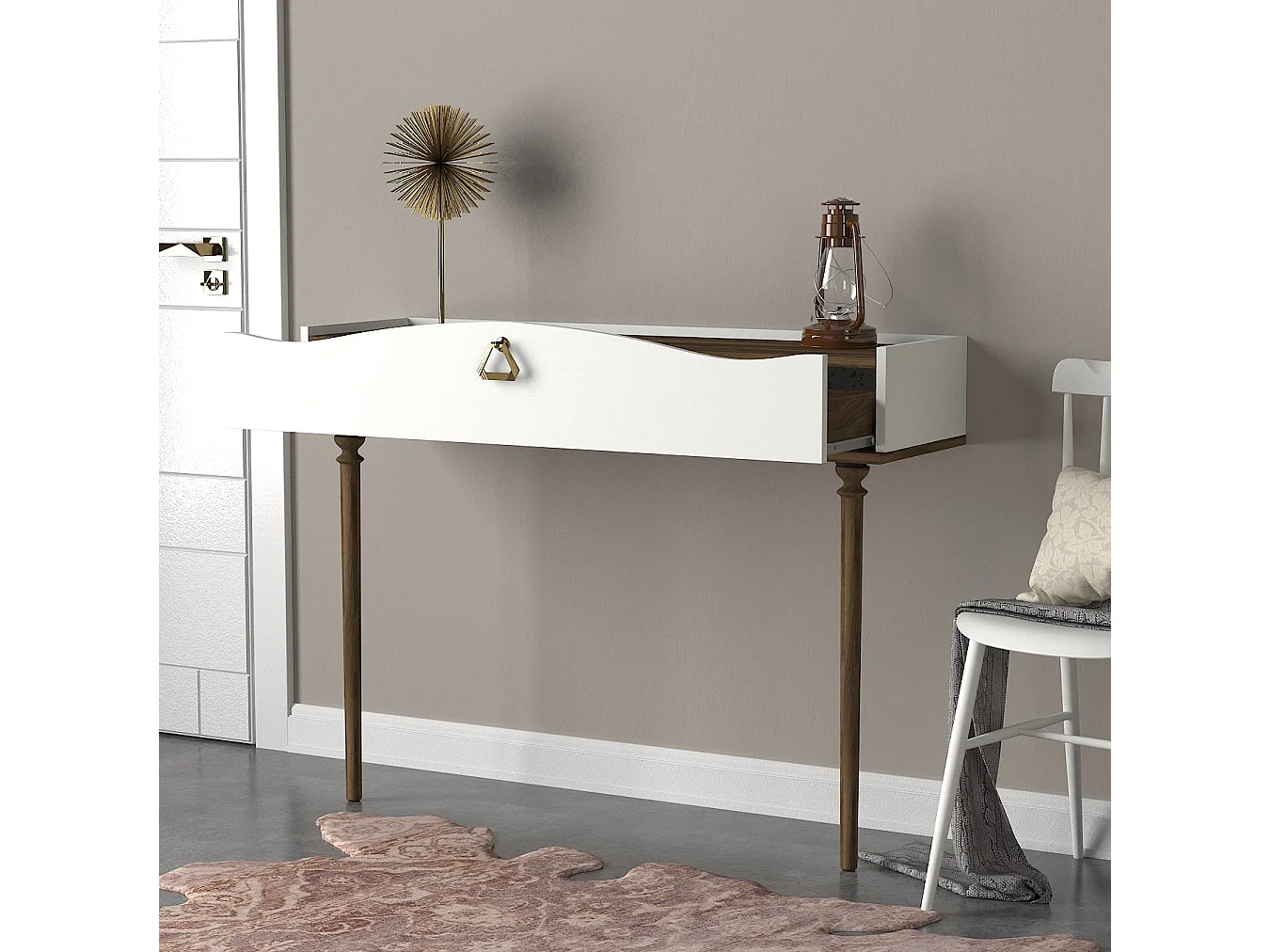 Konsolentisch Melinda Weiß Walnuss