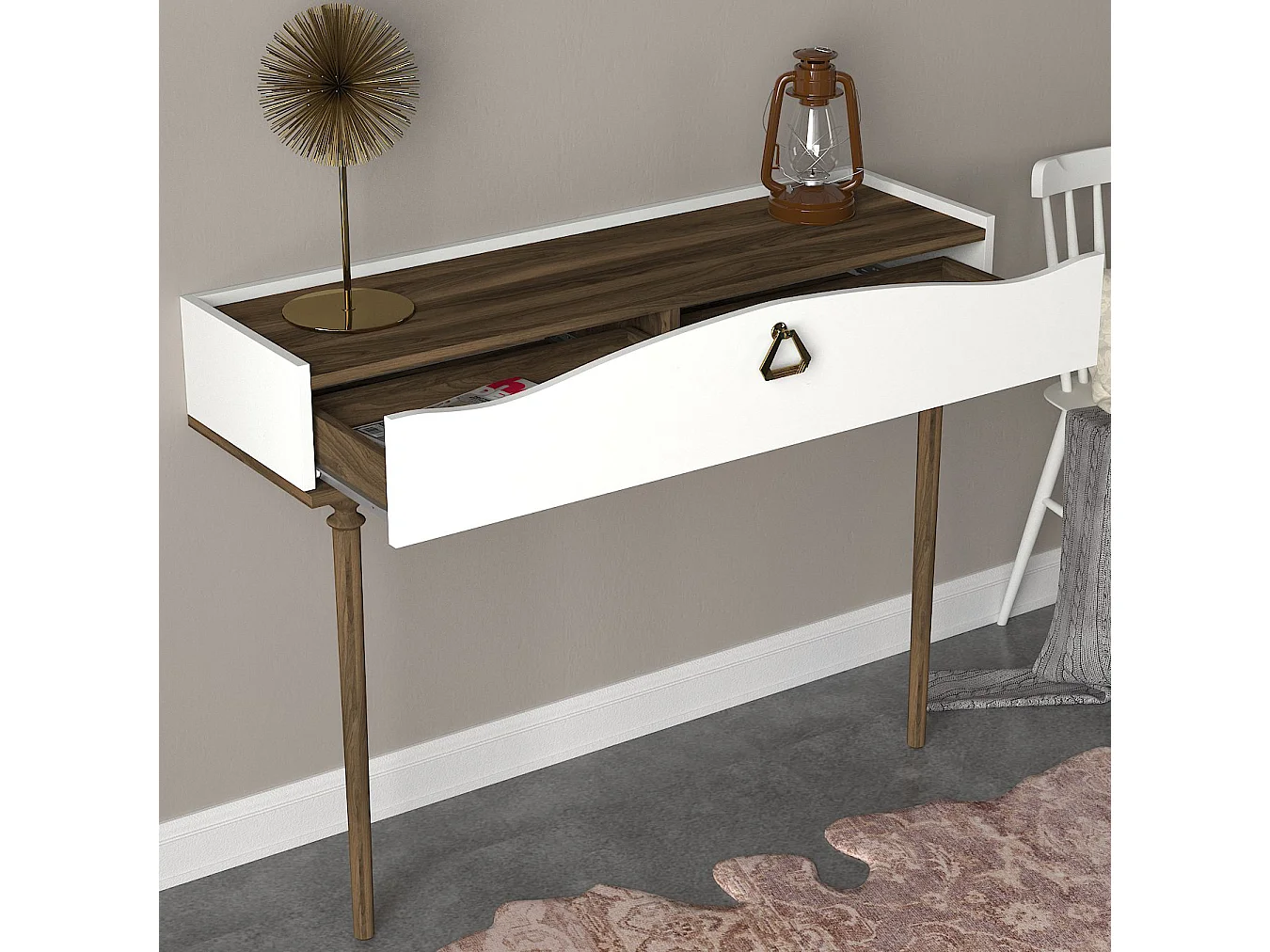 Konsolentisch Melinda Weiß Walnuss