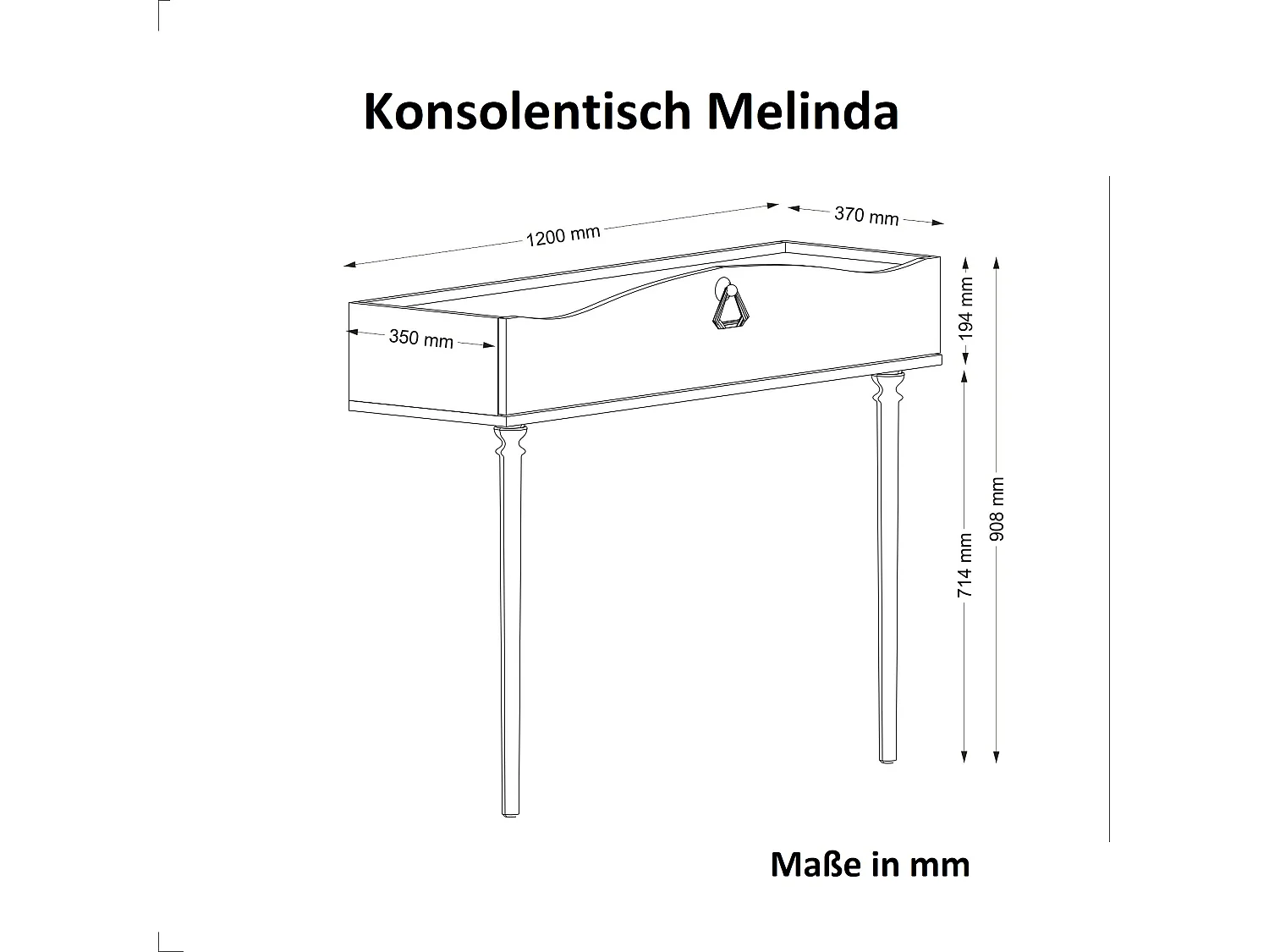 Konsolentisch Melinda Weiß Walnuss