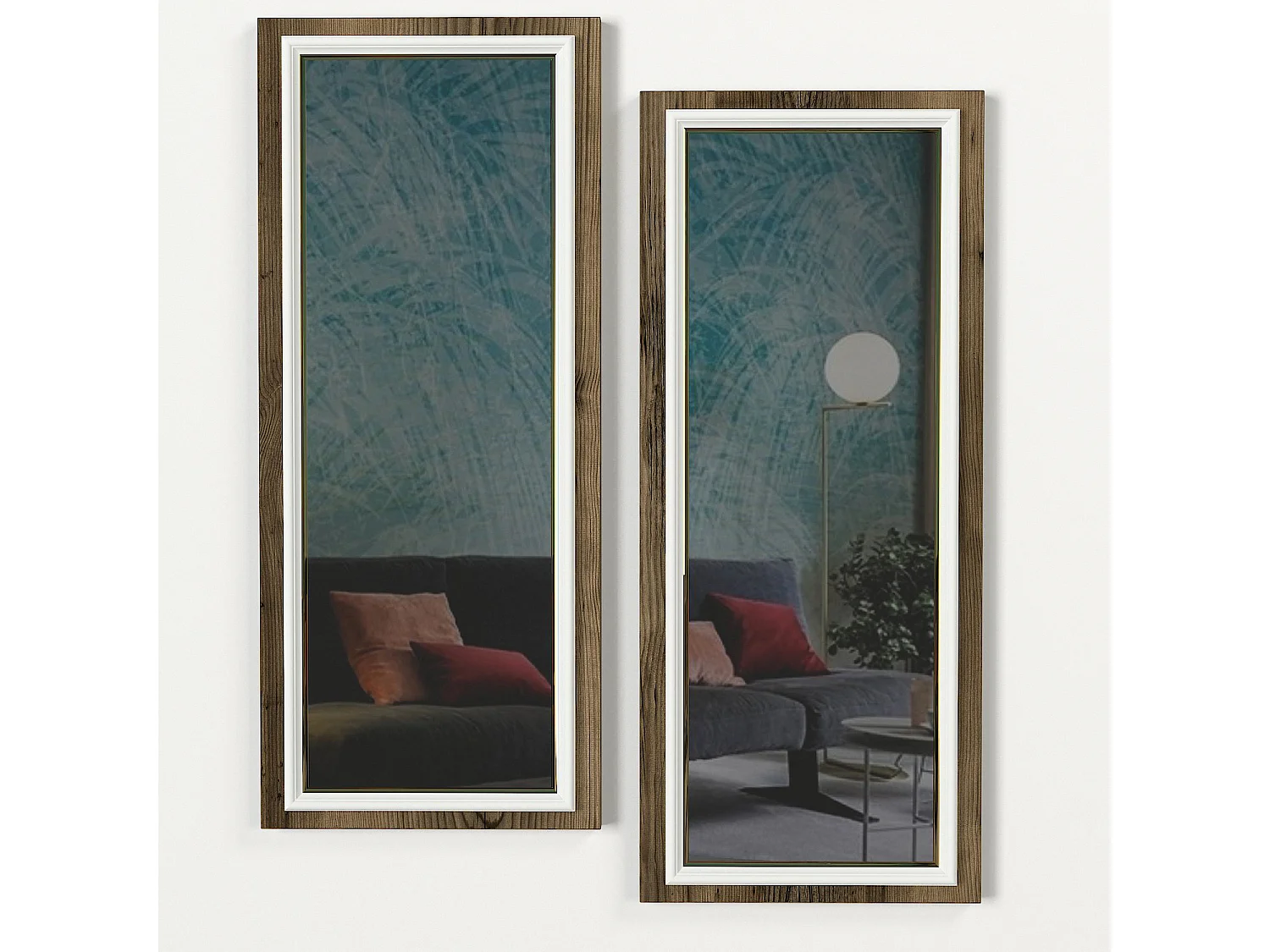 Ankleidespiegel Sansa 2er Walnuss Weiß