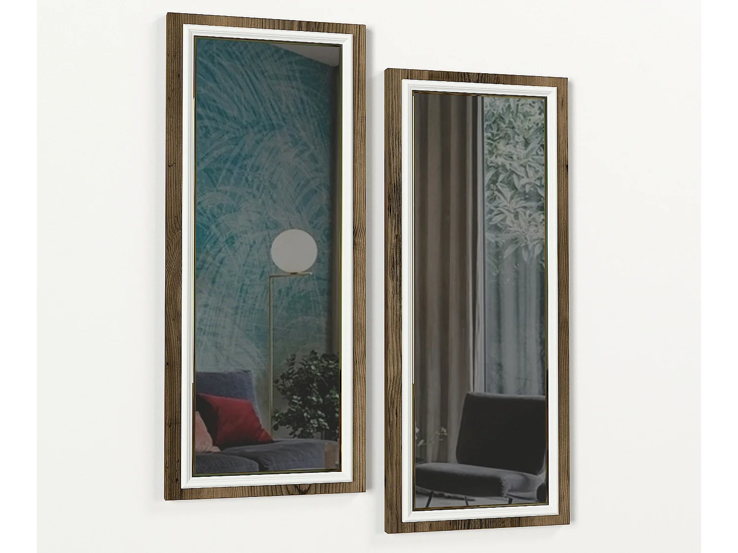 Ankleidespiegel Sansa 2er Walnuss Weiß